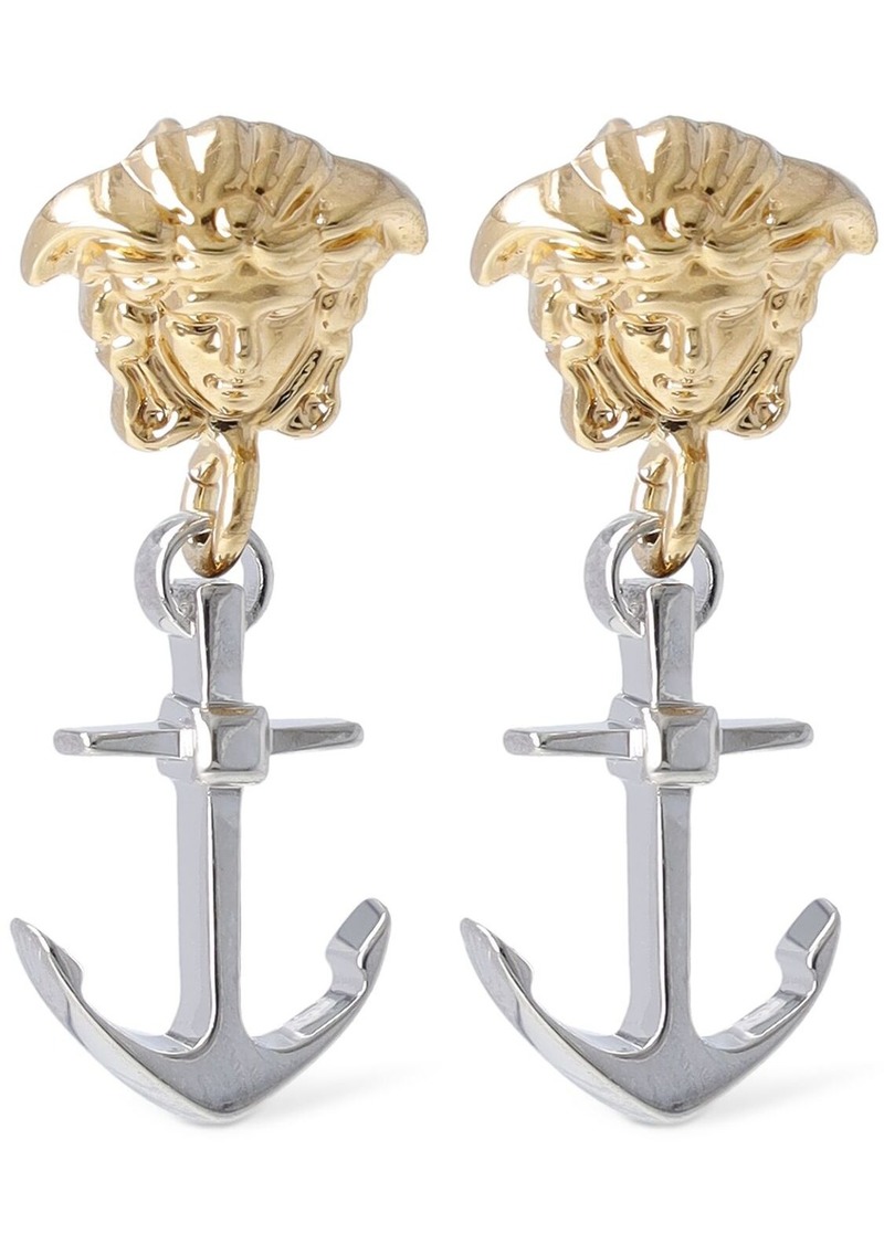 Versace Anchor Logo Pendant Earrings