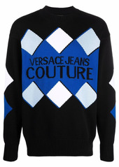 Versace argyle knit cotton jumper