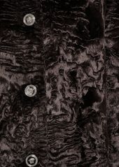 Versace Astrakan Faux Fur Logo Detail Coat