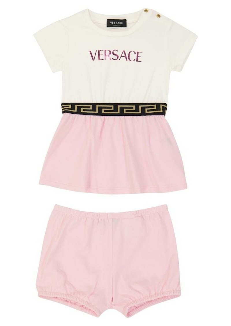 Versace Kids Baby cotton-blend dress and bloomer set