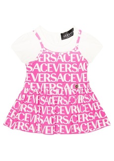 Versace Kids Baby logo cotton-blend jersey dress