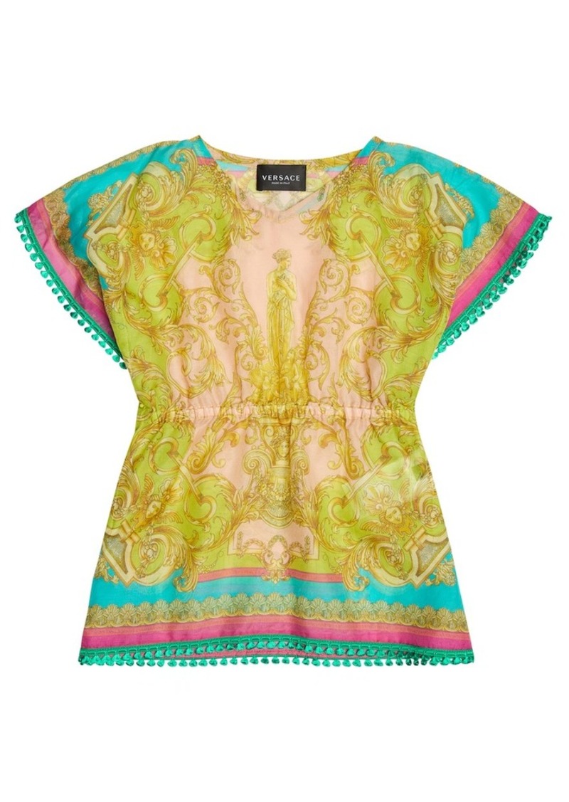 Versace Kids Barocco cotton and silk beach cover-up