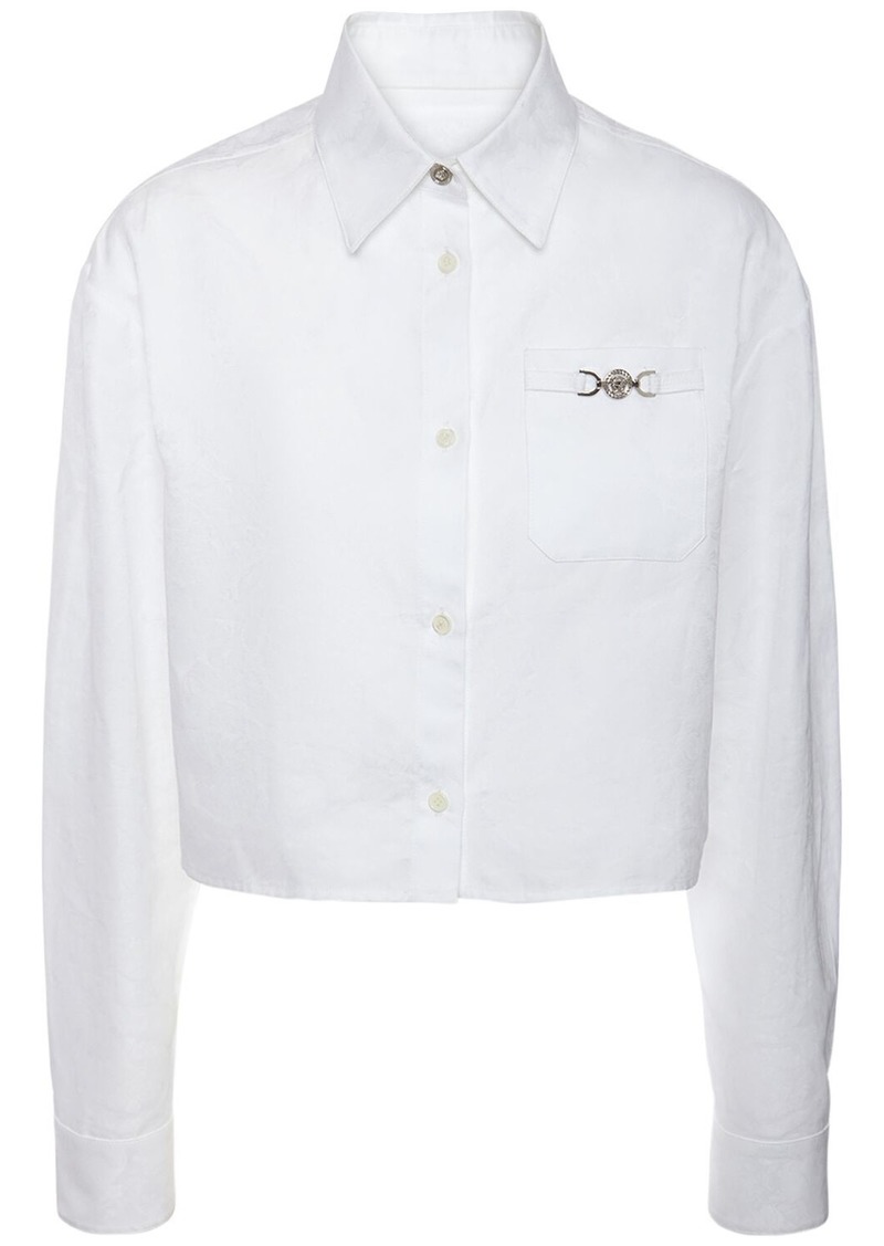 Versace Barocco Cotton Poplin Crop Shirt