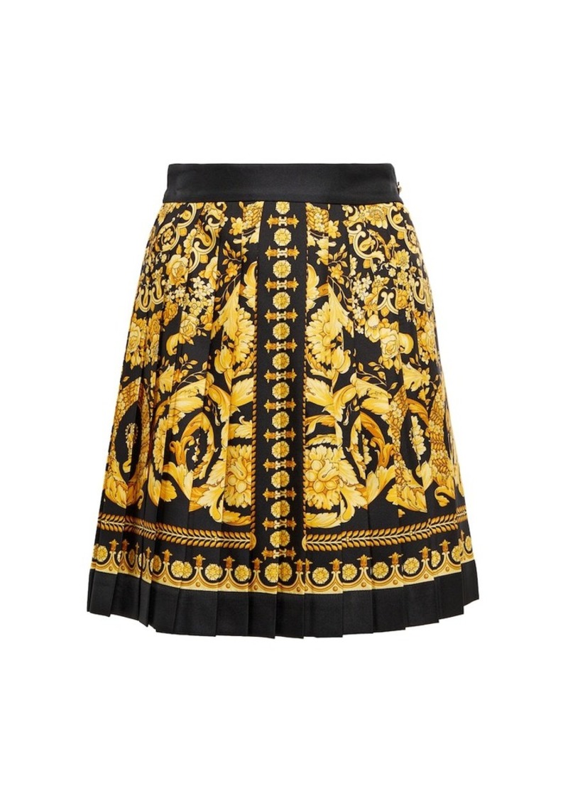 Versace Barocco high-rise pleated silk miniskirt