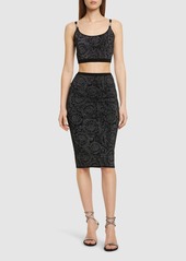 Versace Barocco Lurex Knit Midi Skirt