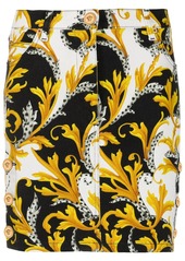 Versace Barocco-print denim skirt