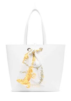 Versace scarf-embellished faux-leather tote bag