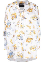 Versace Barocco-print lace-up shirt