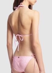 Versace Barocco Print Lycra Triangle Bikini Top