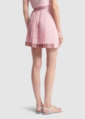 Versace Barocco Print Pleated Silk Mini Skirt