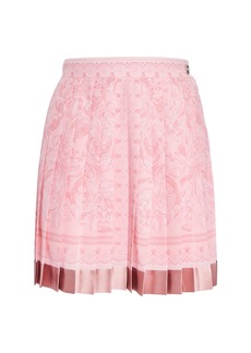 Versace Barocco Print Pleated Silk Mini Skirt