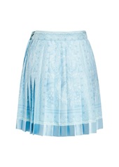 Versace Barocco Print Pleated Silk Mini Skirt