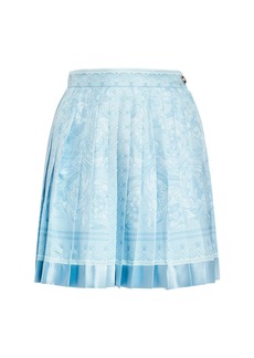 Versace Barocco Print Pleated Silk Mini Skirt