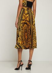 Versace Barocco Print Pleated Twill Midi Skirt