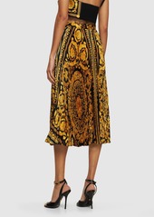 Versace Barocco Print Pleated Twill Midi Skirt