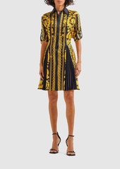 Versace Barocco Print Silk Twill Shirt Dress