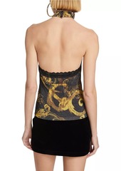 Versace Barocco-Print Stretch Halter Top