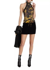 Versace Barocco-Print Stretch Halter Top