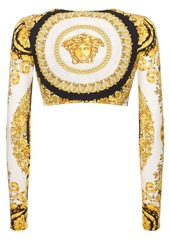 Versace Barocco Printed Jersey Crop Top