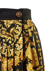 Versace Barocco Printed Pleated Silk Mini Skirt