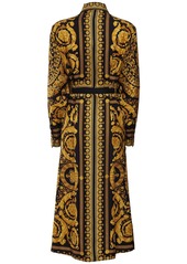 Versace Barocco Silk Twill Midi Shirt Dress