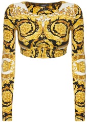 Versace Barocco Tech Jersey Long Sleeve Top