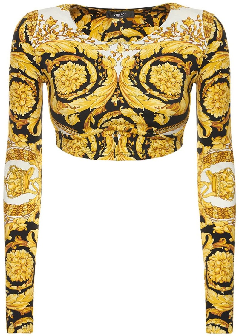 Versace Barocco Tech Jersey Long Sleeve Top