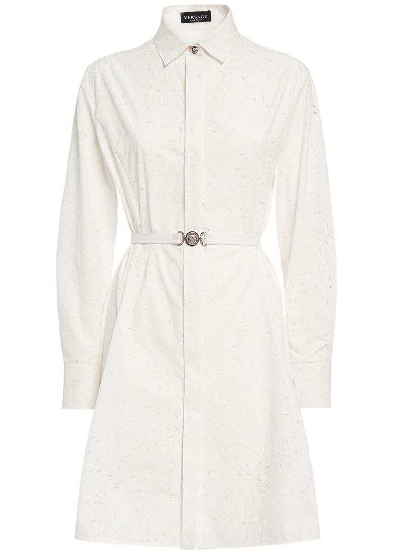 Versace Baroque Brocade Poplin Mini Shirt Dress