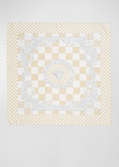 Versace Baroque Checkered Silk Square Scarf 