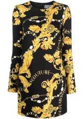 Versace Baroque-print long-sleeve minidress