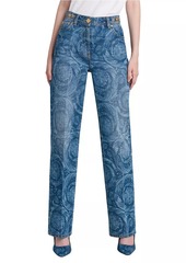 Versace Baroque Stonewash Mid-Rise Jeans
