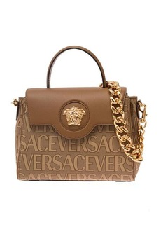 Versace Beige 'La Medusa' Hand Bag with 'All-over' Motif in Fabriìc Woman