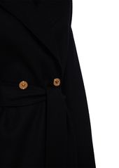 Versace Belted Double Wool Midi Coat