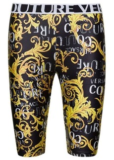 Versace Black ang Gold Leggins with Baroque Print All-Over in Polyester Woman