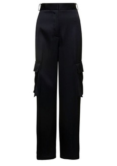 Versace Black Cargo Pants Satn Effect with Cargo Pockets in Viscose Woman
