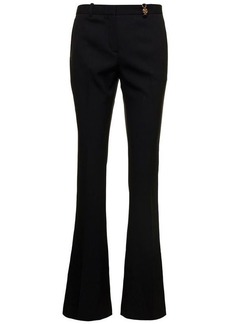 Versace Black Flared Tailored LOw Waisted Pants in Stretch Wool Woman