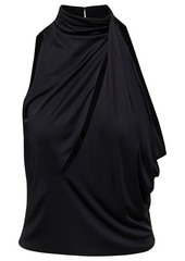 Versace Black Halterneck Top with Diagonal Cut-Out in Viscose Woman