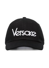 Versace black logo embroidered cotton cap