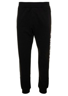 Black Tracksuit Pants with Print and Embroidered Ornaments in Cotton Man Versace