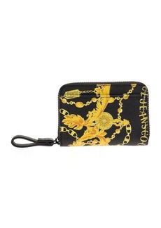 Versace Black Zip-Around Wallet with Barocco Print in Leather Man