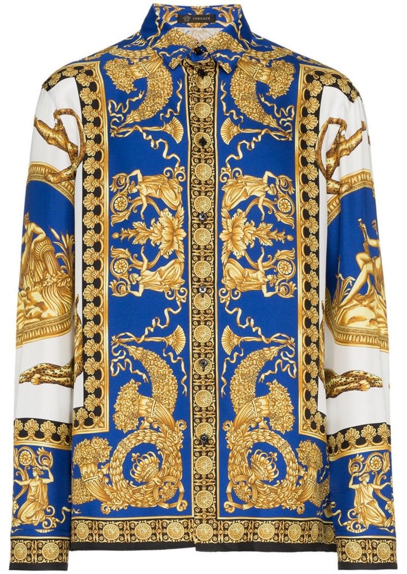 blue versace silk shirt