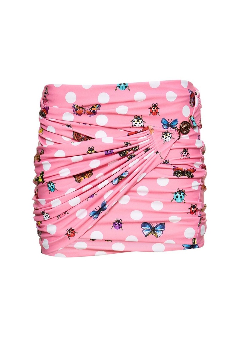 Versace Butterfly Printed Jersey Mini Skirt
