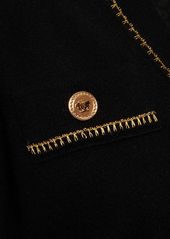 Versace Cashmere Knit Lurex Trim Crop Cardigan