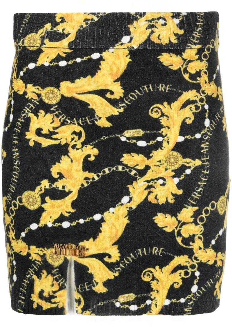 Versace Chain Couture-print knitted miniskirt