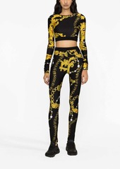 Versace chain-print logo-waistband leggings