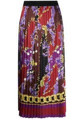 Versace chain-print plissé midi skirt