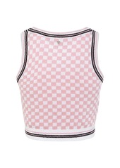 Versace Check Jacquard Knit Sleeveless Crop Top