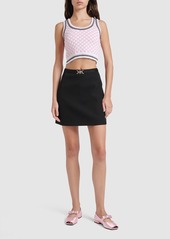 Versace Check Jacquard Knit Sleeveless Crop Top