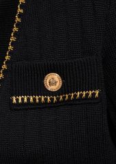 Versace Checkerboard Wool Crop Cardigan