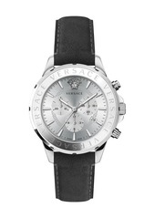 Versace Chrono Signature Stainless Steel & Leather Chronograph Watch